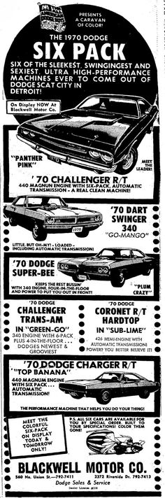 an advertisement for the six pack motor company, which has been sold in several stores