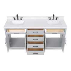 ARIEL Hepburn 72 in. W x 22 in. D x 36 in. H Double Sink Freestanding Bath Vanity in Grey with Carrara Quartz Top T072DCQRVOGRY - The Home Depot