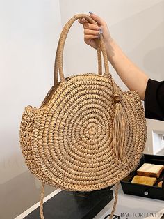 BagForLove - Summer Vacation Essential: Chic Straw Beach Bag with Tassel Decoration Product Description Color Khaki Strap Type Double Handle Details Tassel Bag Size Medium Pattern Type Plain Style Vacation Type Straw Bag Material Paper Size Chart INCH CM Bag Length Bag Width Bag Height Handle Height 15 inch 4.7 inch 14.2 inch 6.3 inch Bag Length Bag Width Bag Height Handle Height 38 cm 12 cm 36 cm 16 cm Details Pictures Similar Products h2 { text-align: center; } /* æ¢è¡ */ li{ white-space: no Summer Fringe Shoulder Bag For Beach Season, Beige Tassel Shoulder Bag For Beach Season, Beige Shoulder Bag With Tassels For Beach Season, Beach Beige Shoulder Bag With Tassels, Travel Bags With Tassels For Beach Season, Casual Fringe Beach Bag For Beach Season, Trendy Beach Shoulder Bag With Tassels, Trendy Vacation Shoulder Bag With Fringe, Beige Tassel Shoulder Bag For Beach