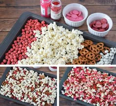 the process of making popcorn and marshmallows for valentine's day treats