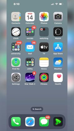 an iphone screen showing the icons for different things in the phone's home screen