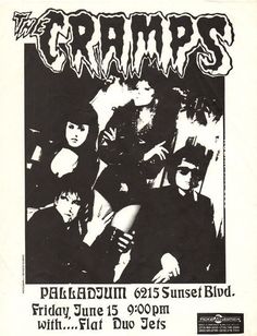 the cramps concert poster, with an image of four people in black and white