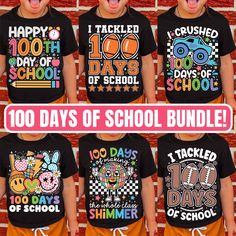 children's 100 days of school t - shirts with the words 100 days of school printed on them