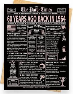 a black and white poster with the words 60 years ago back in 1994