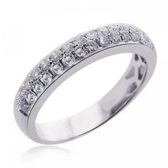 Dazzling Cubic Zirconia Half Eternity Diamond Ring, Dazzling Cubic Zirconia Half Eternity Ring, Dazzling Diamond White Half Eternity Ring, Classic Eternity Band With Pave Setting For Anniversary, Luxury Eternity Band With Pave Setting For Anniversary, Round Eternity Band With Pave Setting For Anniversary, Dazzling Formal Eternity Band With Pave Setting, Dazzling Pave Setting Eternity Band For Formal Occasion, Classic Eternity Band With Pave Setting