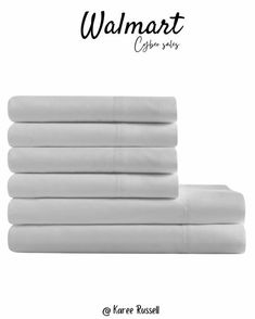 the sheet set is white and has four sheets on top of each other, with black lettering