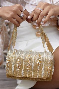 Shop for Lovetobag Nora Embellished Flapover Clutch Online at Aza Fashions Archana Jaju, Sunflower Applique, Diy Resin Phone Case, Off White Saree, Organza Embroidery, Silver Handbag, Japanese Beads, Hand Painted Sarees, White Saree