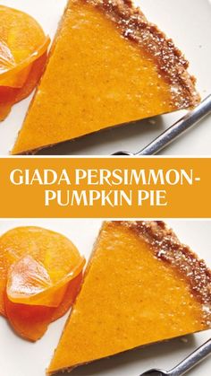 Giada Persimmon-Pumpkin Pie Pumpkin Pie Filling Desserts, Persimmon Dessert Recipes, Apricot Pie Filling Recipes, Persimmon Cobbler, Persimmon Custard, Persimmon Preserves, Persimmon Bars, Squash Desserts