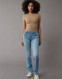 AE Next Level Curvy High-Waisted Skinny Kick Jean Curvy Jeans, Kick Flares, Bootcut Jeans, American Eagle Outfitters, American Eagle, Womens Bottoms, Women Jeans, High Waisted, Wardrobe