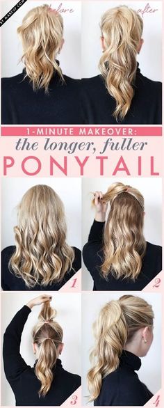 8 idées de coiffures hyper simples à faire en moins de 5 mins Fuller Ponytail, Ponytail Trick, Five Minute Hairstyles, Lazy Girl Hairstyles, 5 Minute Hairstyles, Ponytail Tutorial, Double Ponytail, Ponytail Hairstyles Easy, Lazy Hairstyles