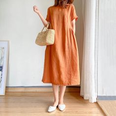 Black Friday SALE – Page 8 – bydudecom Red Cheongsam Dress, Plain Dress Casual, Solid Midi Dress, Short Pattern, Casual Short Sleeve Dress, Calf Sleeve, Vestido Plus Size, Shift Dresses, Cotton Linen Dresses