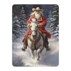 Santa Claus Cowboy with Horse Blanket Throw - A Timeless Holiday Keepsake for Horse Lovers - FlooredByArt Merry Christmas Horse, Busted Canvas, Cowboy Santa, Midnight Rider, Christmas Horse, Vintage Inspired Decor, Horse Blankets