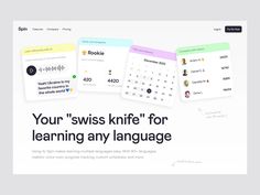 an image of a website page with the words your swiss knife for learning any language