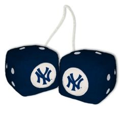 two new york yankees dicers hanging from a string