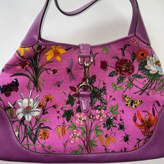 Beautiful And Rare Authentic Gucci Jackie Perfect Condition Gucci Bags, Limited Time, Bag Lady, Conditioner, Wonder, Gucci, Shoulder Bag, Floral, Pink