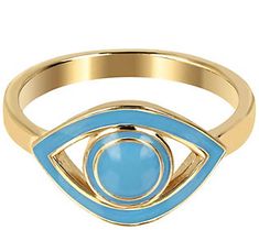 Add eye-catching intrigue to any look with this shimmering enamel and 18K yellow gold-plated sterling silver ring. From Netali Nissim. Evil Eye Ring, Eye Ring, Eye Design, Ring Size Guide, Silver Enamel, Gold Plated Sterling Silver, 18k Rose Gold, Evil Eye, Rose Gold Plates