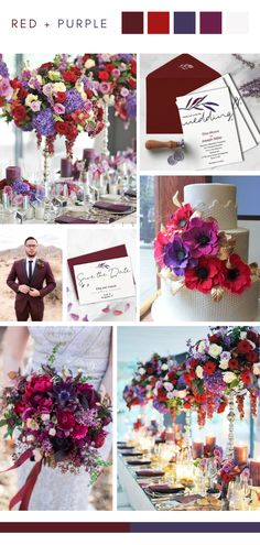 wedding color palettes with red and purple