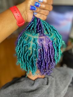 Loc Dye Ideas Purple, Dreadhead Colors, Pink And Purple Locs, Comb Coil Locs, Dread Colors, Coil Locs, Blue Locs, Purple Locs