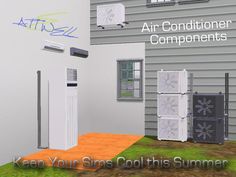 an air conditioner components is shown in this 3d image with the words keep your sin's cool this summer