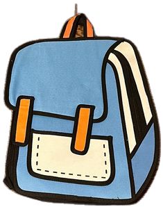 Jump From Paper, Cartoon Backpack, Paper Style, Cartoon Drawing, Book Bag, A Cartoon, Cartoon Drawings, Blue Orange, Bag Making