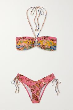 Zimmermann's swimsuits are just as romantic as the brand's ready-to-wear. Printed with flowers amongst contrasting - and equally colorful - backdrops, this 'Junie' bikini has a keyhole center cutout and V-shaped briefs that sit high on your hips. Adjust the neck or side ties to find the perfect fit. Vacation Swimwear, Swimsuit Inspo, Cute Bathing Suits, Summer Bikinis, Cute Swimsuits, Cute Bikinis, Net A Porter, Briefs, Summer Vibes