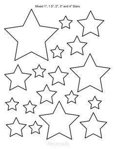 a coloring page with stars that are drawn in the shape of five and six pointed stars