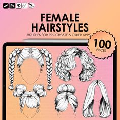 the female hairstyles brushes for piccrete and other art pieces