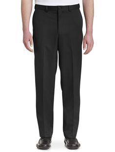 PRICES MAY VARY. EASY WEARING VERSATILITY: Whether it is during the work day or on the weekend, our waist-relaxer flat-front pants are sure to provide you with true all-day comfort and classic style. Updated fit; more tapered through thighs and knees Waist-relaxer waistband stretches up to 4 Flat front with side and back button-through welt pockets Moisture wicking material is machine washable OAK HILL: CLASSIC REFINEMENT - This classic collection, exclusive to DXL Men’s Apparel in big and tall British Khaki, Oak Hill, Classic Trousers, Tall Pants, Flat Front Pants, Pleated Pants, Tall Guys, Mens Pants Casual, Online Fashion Stores