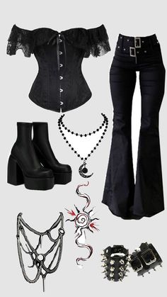 Anglo Gothic Outfit, Dark Grunge Outfits Gothic, Concert Outfit Grunge, Goticas Aesthetic, Corset Outfit Casual, Gothic Aesthetic Outfit, Styl Grunge