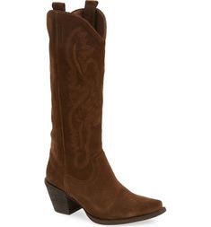 Jeffrey Campbell Rancher Knee High Western Boot (Women) | Nordstrom Jeffrey Campbell Cowboy Boots, Western Style Medium Width Knee-high Boots, Western Knee-high Boots Medium Width, Knee High Western Boots, Brown Western Knee-high Boots With Snip Toe, Affordable Western Knee-high Cowboy Boots, Western Boots Women, Jeffrey Campbell, Stacked Heel