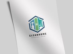 a clean and modern logo for a cleaning company, with the name cleanhome on it