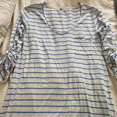 Brand New, Never Worn. Victoria Secret Cotton Striped Nightshirt. 3/4 Length Sleeves That Roll Up, With Button. Size Large. Casual Spring Sleepwear With 3/4 Sleeve, Casual Striped Long Sleeve Sleepwear, Casual 3/4 Sleeve Spring Sleepwear, Victoria's Secret Long Sleeve Tops For Summer, Victoria's Secret Long Sleeve Summer Tops, Victoria's Secret Long Sleeve Loungewear Tops, Victoria's Secret Casual V-neck Tops, Victoria's Secret Blue Tops For Loungewear, Victoria's Secret Long Sleeve Sleepwear