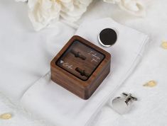 Square Cufflinks Box w/ Glass Lid Only ( Cufflinks NOT included ) - Wedding Day Cuff links Gift Husband Dad Groomsmen Father of Bride Groom Cufflinks Wedding