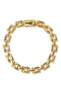 Sharp square links give modern finesse to a bracelet that's plated in sterling silver or 18-karat gold. Sterling silver plate or 18k-gold plate Imported A Bracelet, Link Bracelets, Silver Plate, Gold Bracelet, 18k Gold, Gold Plate, Plating, Nordstrom, Perfect Gift