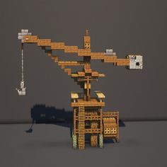 Crane Minecraft Ideas, Minecraft Mine Design Ideas, Minecraft Dock Crane, Minecraft Medieval Shop Ideas, Minecraft Medieval City House, Minecraft Crane Ideas