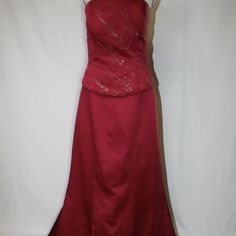 Strapless Beaded Evening Gown In Wine. Size 12. Fully Lined. Excellent Condition. Strapless Holiday Evening Dress For Wedding, Strapless Evening Dress For Holiday Wedding, Strapless Evening Dress For Wedding Holiday, Red Strapless Sequin Evening Dress, Strapless Embellished Holiday Evening Dress, Holiday Embellished Strapless Evening Dress, Holiday Red Strapless Evening Dress, Red Embellished Strapless Dress, Strapless Red Embellished Dress