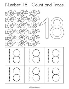 numbers 1 - 8 count and trace worksheet