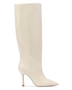 Larroude Women's Kate Pointed Toe Tall High Heel Boots Elegant Cream Boots For Fall, Cream Pointed Toe Evening Boots, Classic Cream Boots For Formal Occasions, Chic Off White Pointed Toe Boots, Chic Off-white Pointed Toe Boots, Fitted Cream Boots For Wedding, Cream Formal Boots With Almond Toe, Formal Cream Boots With Almond Toe, Chic Off White Boots For Fall