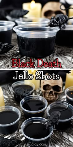 These spooky Black Jello Shots with Vodka are the coolest shots for Halloween! You can also make Black Death Jell-O Shots alcohol-free if you like. A yummy spooktacular Halloween treat for grown-ups and kids too! Halloween Jello Shots Alcohol Recipes, Halloween Long Island Iced Tea, Boozy Halloween Jello Shots, Spooky Jello Shot Recipes, How To Make Black Jello Shots, Spooky Halloween Jello Shots, Halloween Jelly Shots Alcohol, Pirate Jello Shots, Fun Halloween Jello Shots