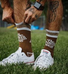 2 Pairs of Socks Crew-height 54% poly-cotton, 42% nylon, 4% elastic Fully custom dye design One size fits most For best use, expose to wild air and sights unseen Casual Brown Socks For Outdoor, Casual Brown Outdoor Socks, 2 Pack, Socks, Dye, Elastic, Design