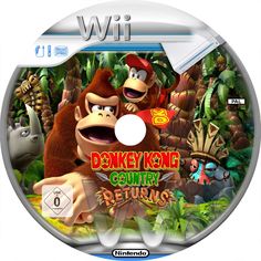 donkey kong country returns wii game disc cover with monkey and gorilla in the jungle scene