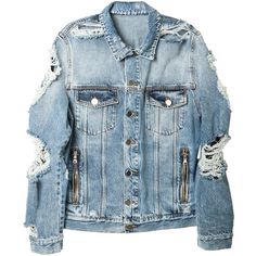 Balmain Destroyed Jean Jacket ($805) ❤ liked on Polyvore featuring men's fashion, men's clothing, men's outerwear, men's jackets, mens zip jacket, mens distressed denim jacket, balmain mens jacket, mens zipper jacket and mens cotton jacket Revival Clothing, Distressed Leather Jacket, Jean Jacket Outfits, Denim Jacket Outfit, Best Mens Fashion, Upcycle Jeans, Men's Jackets, Men's Outerwear, Distressed Denim Jacket