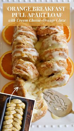 orange breakfast pull apart loaf with cream cheese - orange glaze