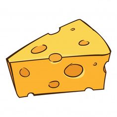 a piece of cheese with holes on the top is shown in this cartoon style illustration