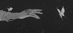 two hands reaching towards each other in the dark