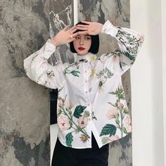 Lucija Vintage Floral Smock Neck Blouse White Long Sleeve Top, Designer Blouse, Blouse Material, Vintage Floral Print, Loose Shirts, Fall 2022, Lantern Sleeve, Shirt For Women, Lantern Sleeves