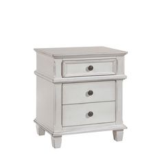 Benzara 3 Drawer Farmhouse Style Nightstand with Metal Knobs and Tapered Feet Transitional Nightstand, Sweet Carolina, Farmhouse Nightstand, Three Drawer Nightstand, White Coasters, Style Nightstand, Classic Farmhouse, Wooden Nightstand, 3 Drawer Nightstand