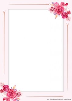 a white square frame with pink flowers on it