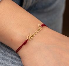 Personalized Name Bracelet, 14K 18K Real Solid Gold Bracelet,  Waterproof Red String Bracelet, Minimalist Macrame Bracelet, Birthday Gift ✅Gold Material: Solid Gold (no gold-filled or no gold plated material) ✅Gold Karat: 14K (%58,5) or 18K (%75) ✅Available gold color: Yellow Gold, Rose Gold and White Gold ✈️ SHIPMENT After your confirmation, I will ship your order in 1-3 business days. Estimated delivery time for UPS Express 3-4 business days. Please check your messages after your order for con Gift Red 14k Gold Bracelet, Minimalist 14k Gold Red Bracelets, Red 14k Gold Dainty Bracelet, Resizable Red Bracelet For Everyday Wear, Minimalist Red 14k Gold Bracelets, Minimalist Red 14k Gold Bracelet, Red Resizable Bracelets, Red Gold Jubilee Bracelet For Gift, Everyday Red Resizable Bracelets