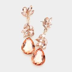 Elegant Apricot Dangle Earrings, Elegant Peach Dangle Earrings, Peach Dangle Earrings For Party, Elegant Orange Chandelier Earrings For Party, Earrings Formal, Pageant Earrings, Evening Earrings, Peach Earrings, Black Earrings Dangle